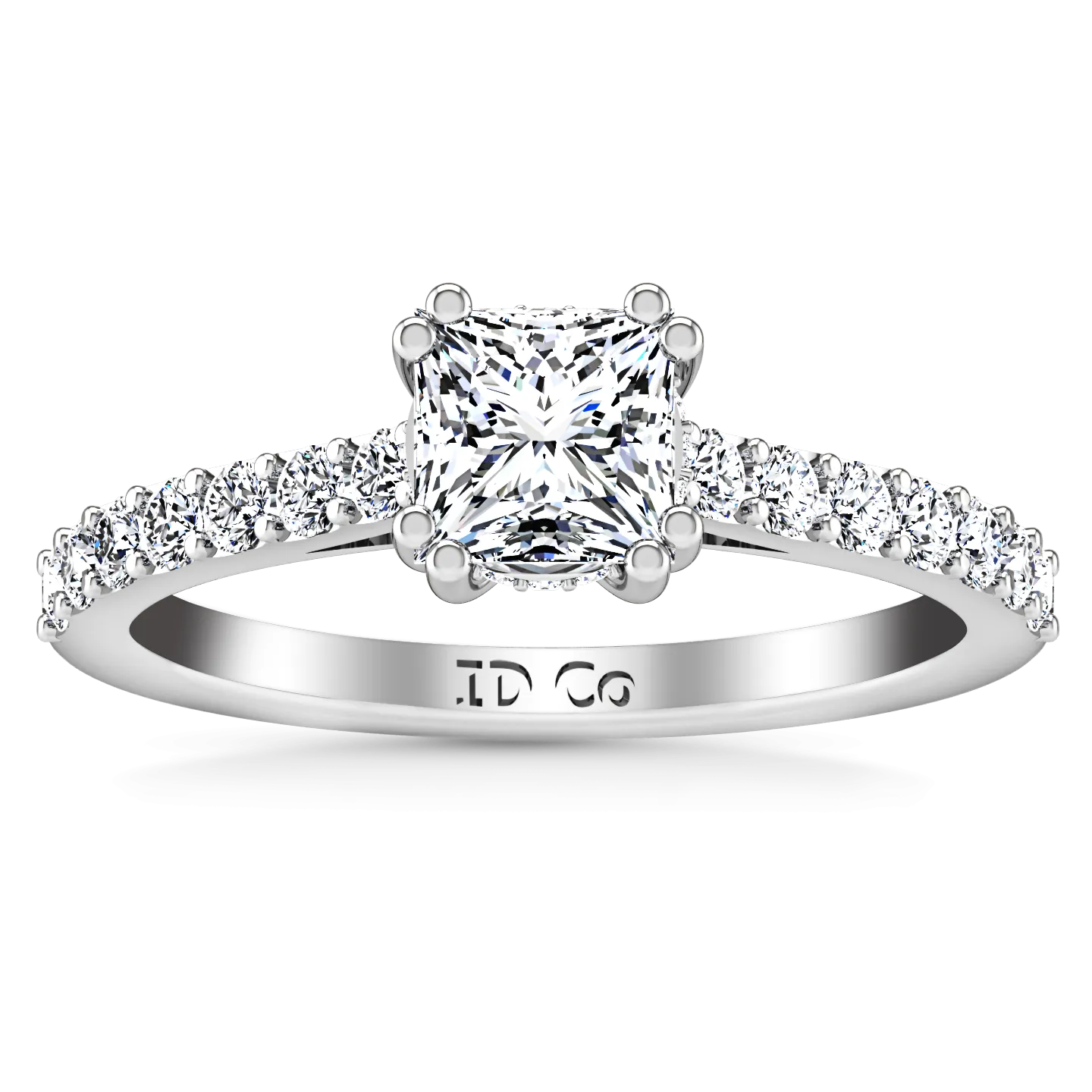 Pave Princess Cut Engagement Ring Jasmine 14K White Gold