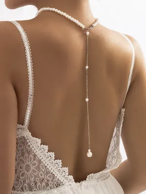 Pearl Decor Open Back Necklace for Women Jewelry for Women Gift for Her Necklace
