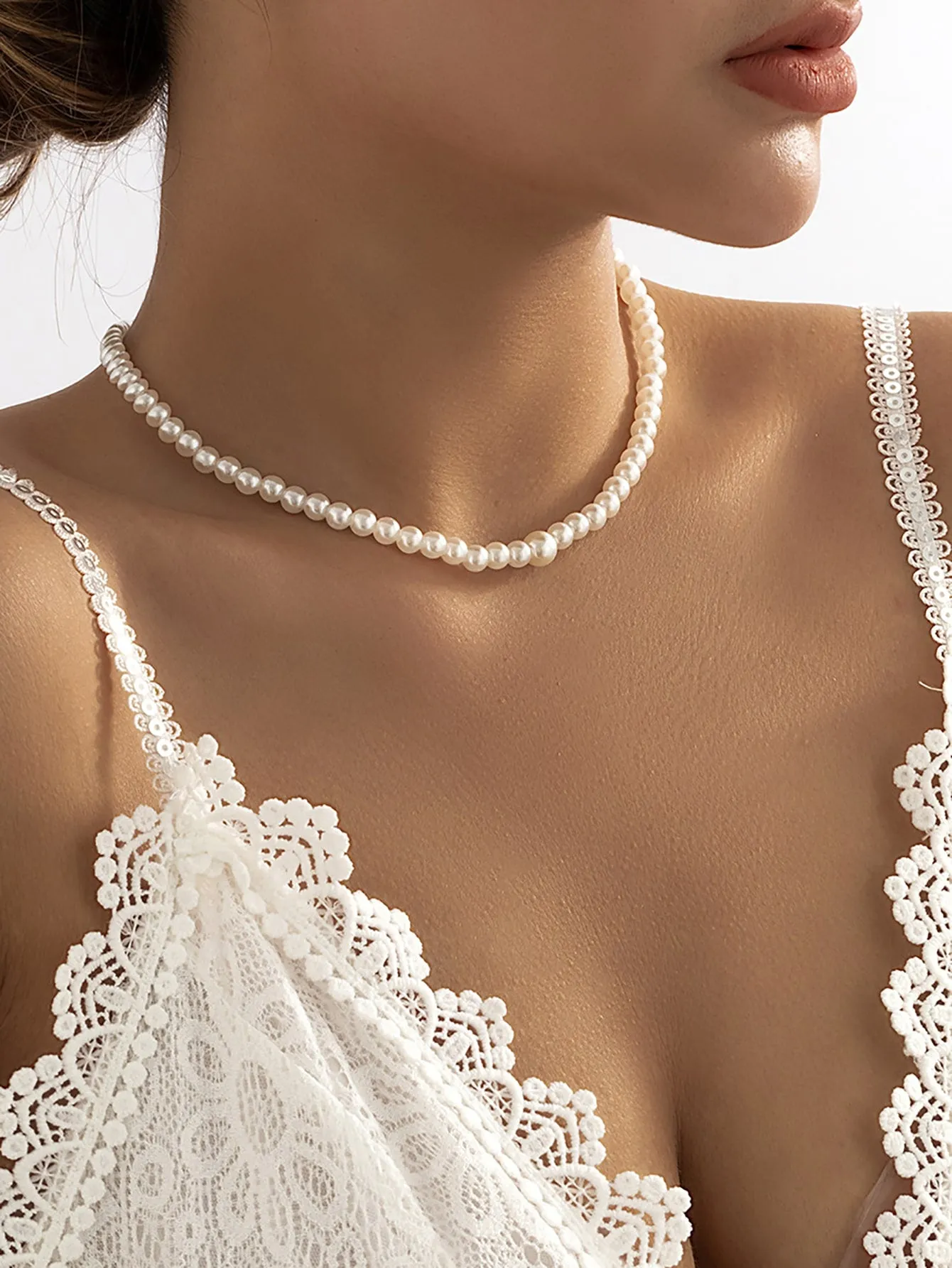Pearl Decor Open Back Necklace for Women Jewelry for Women Gift for Her Necklace
