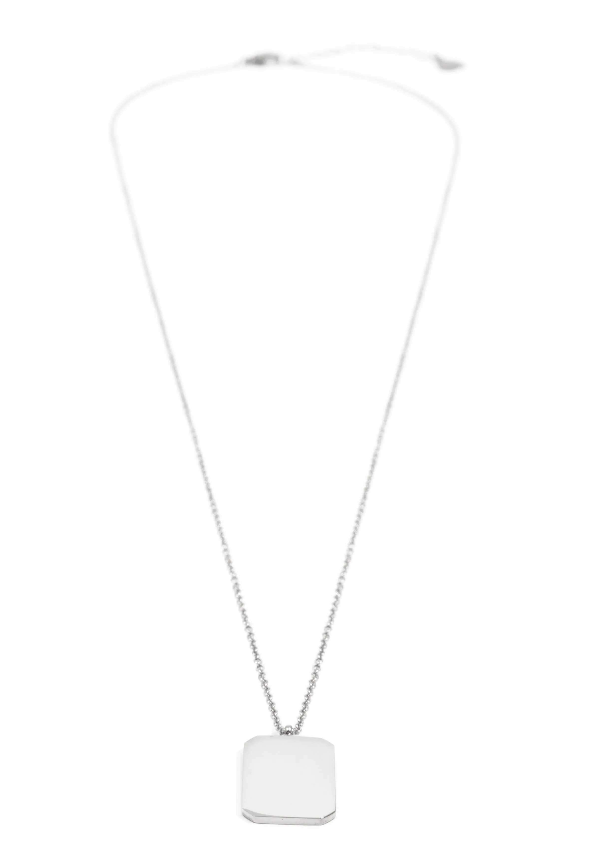 Rectangle Pendant Long Necklace Silver