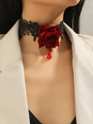 Red Rose Decor Choker for Women Jewelry for Women Necklace Accessories Gift for