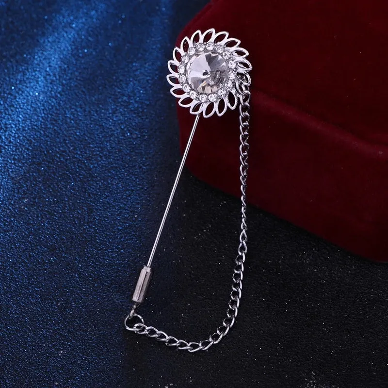 Retro Flower Alloy Inlay Artificial Gemstones Men's Brooches