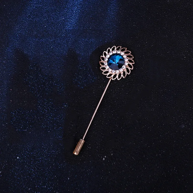 Retro Flower Alloy Inlay Artificial Gemstones Men's Brooches