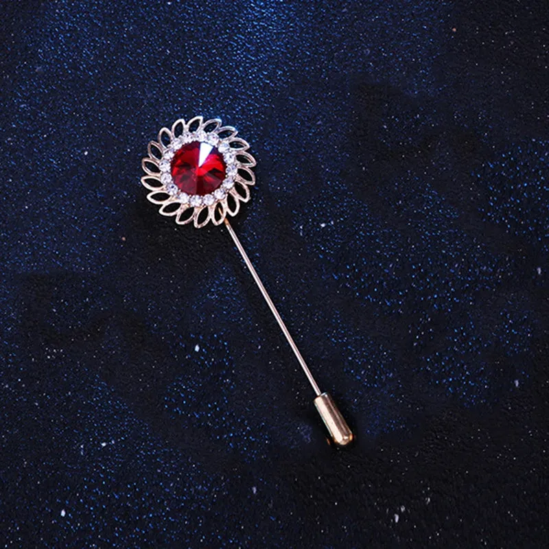Retro Flower Alloy Inlay Artificial Gemstones Men's Brooches