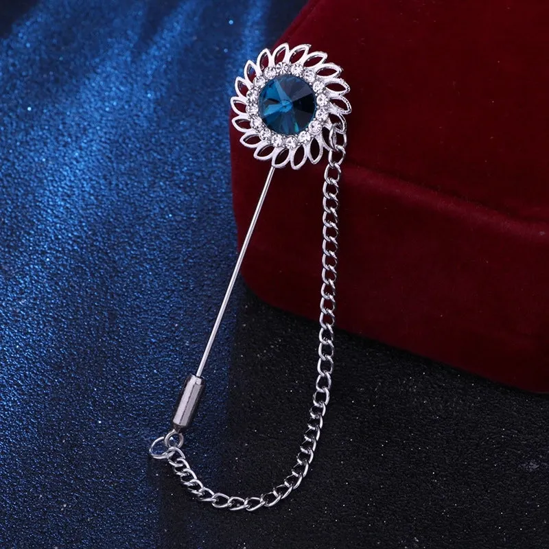 Retro Flower Alloy Inlay Artificial Gemstones Men's Brooches