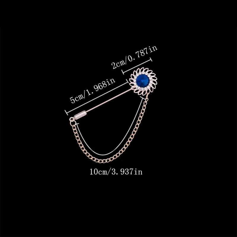Retro Flower Alloy Inlay Artificial Gemstones Men's Brooches