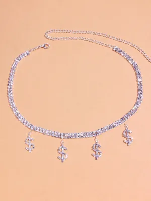 Rhinestone Dollar Sign Charm Necklace for Women Jewelry for Women Necklace