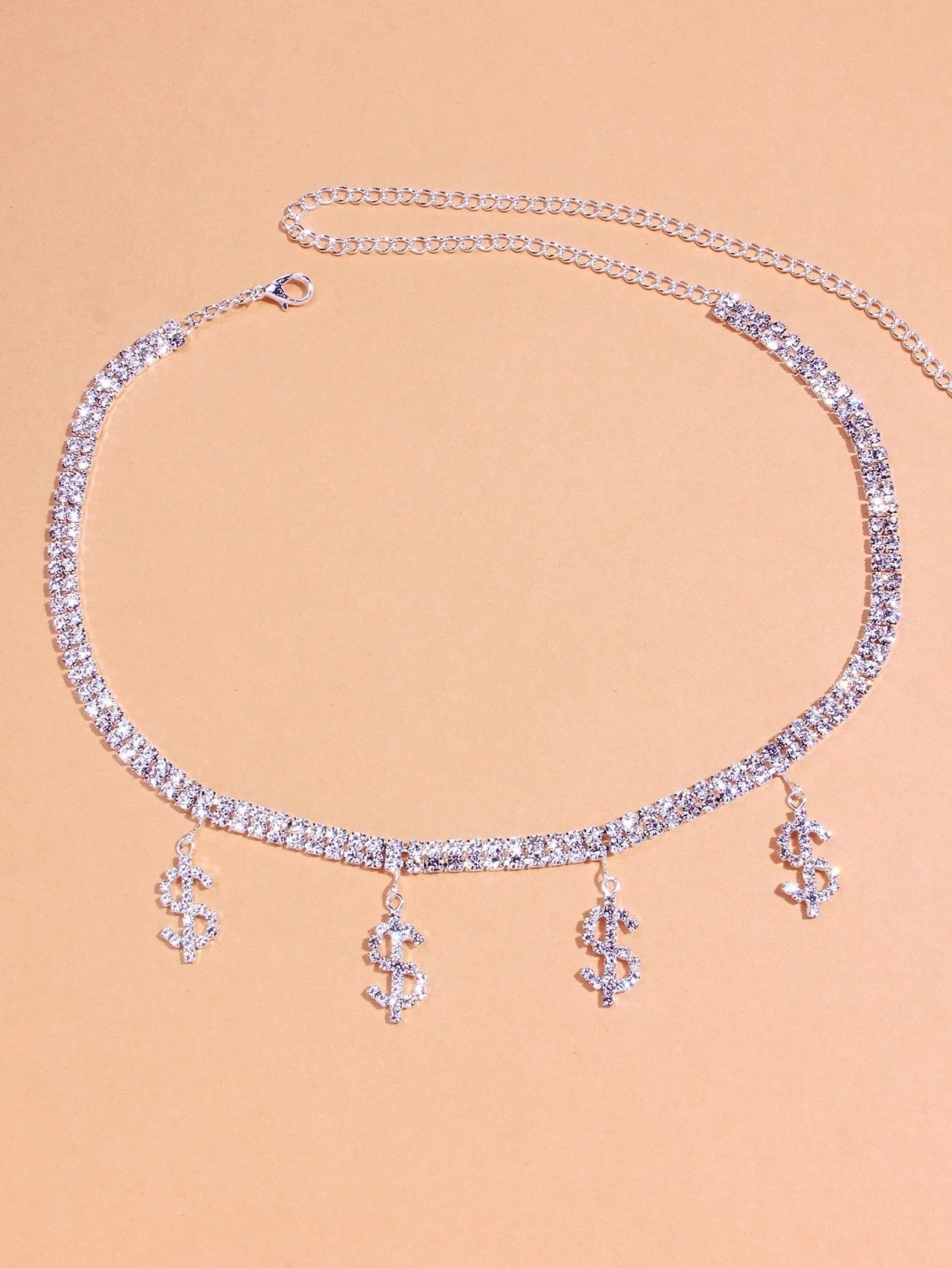 Rhinestone Dollar Sign Charm Necklace for Women Jewelry for Women Necklace