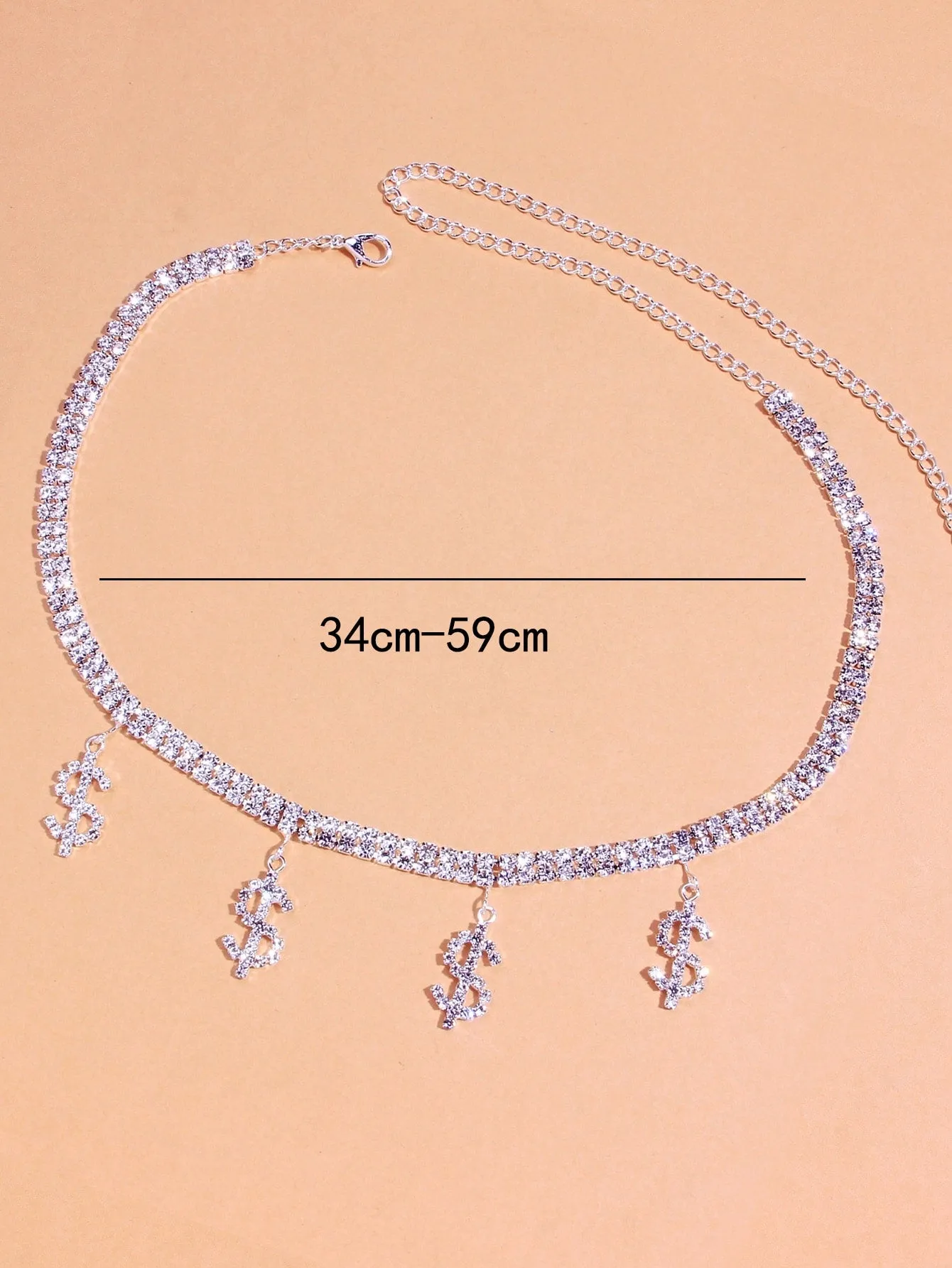 Rhinestone Dollar Sign Charm Necklace for Women Jewelry for Women Necklace
