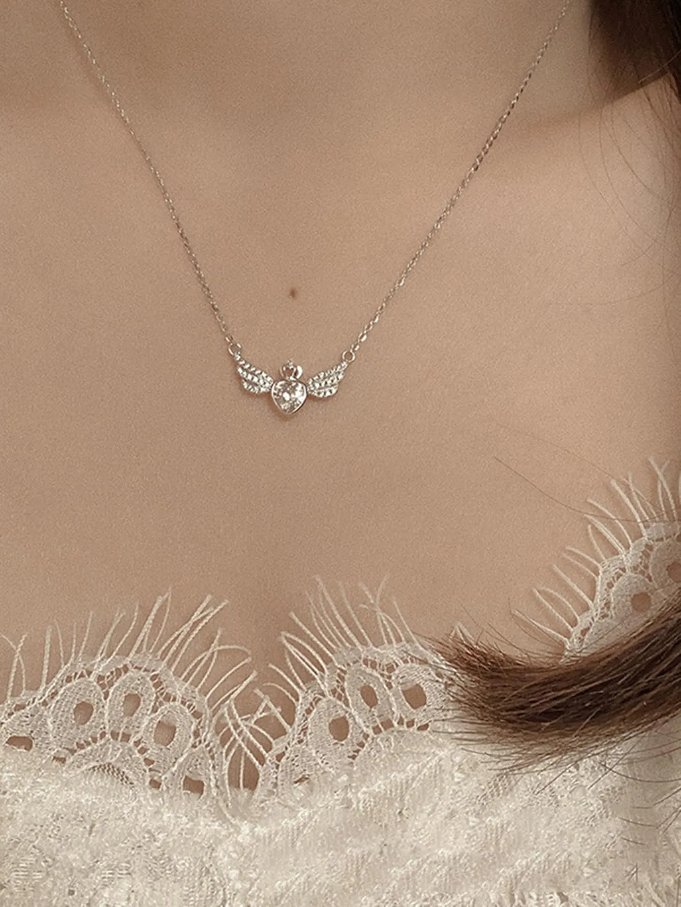 Rhinestone Wing Charm Necklace for Women Jewelry for Women Gift for Her Necklace