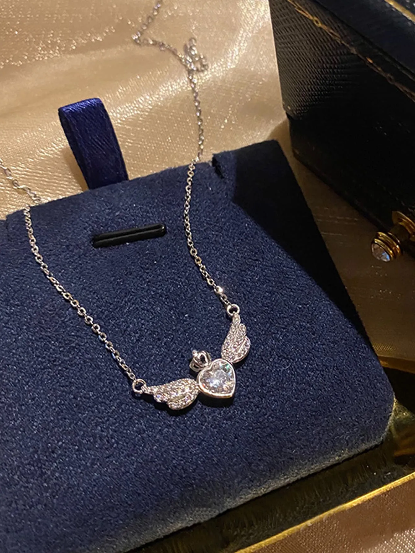 Rhinestone Wing Charm Necklace for Women Jewelry for Women Gift for Her Necklace