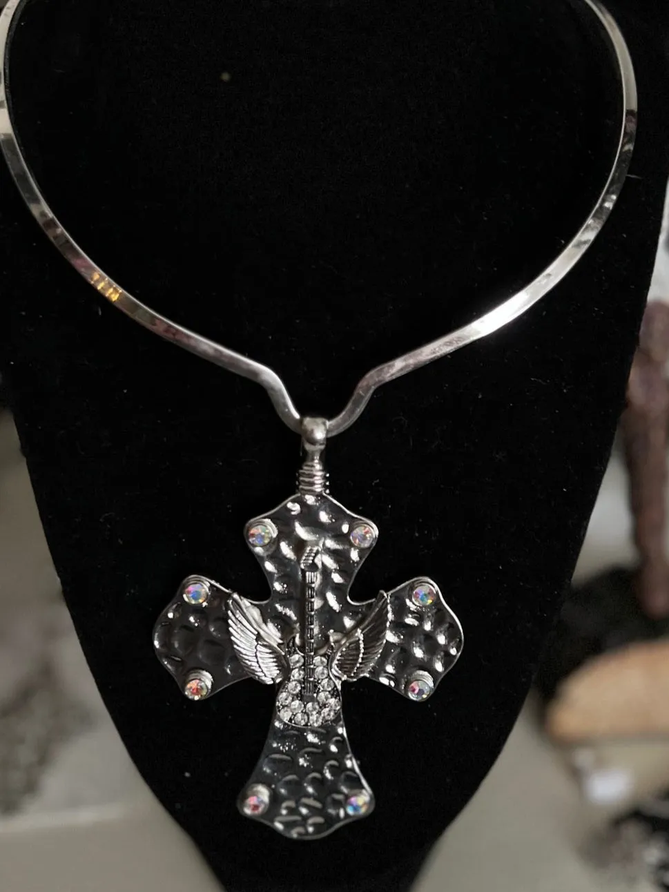 Rock and Roll Silver Fashion Cross Pendant