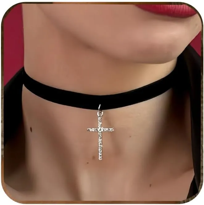 Ronglry Black Velvet Choker Necklace for Women - Adjustable Layered Goth Chokers for Party, Cosplay & Gift